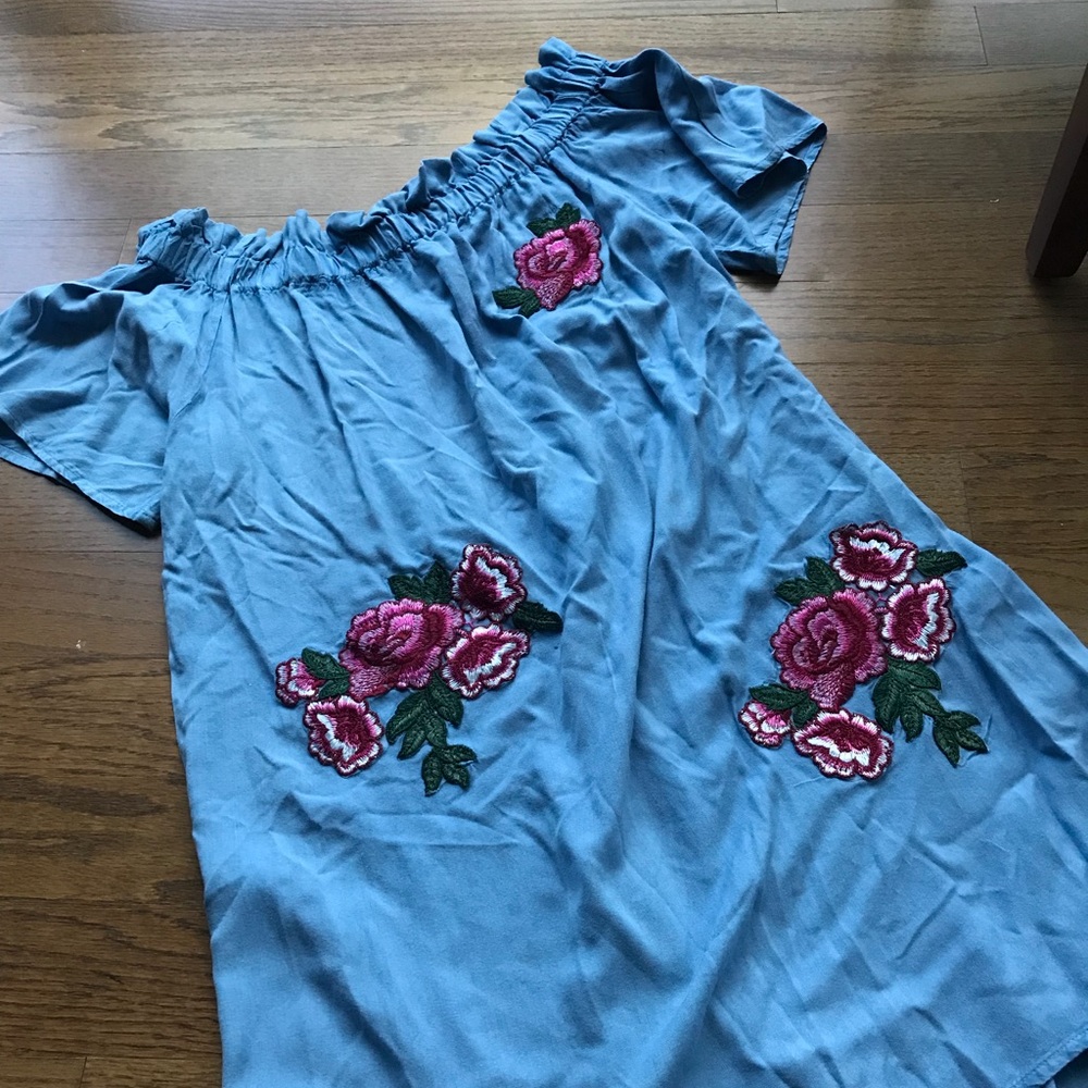 Denim off the shoulder dress
